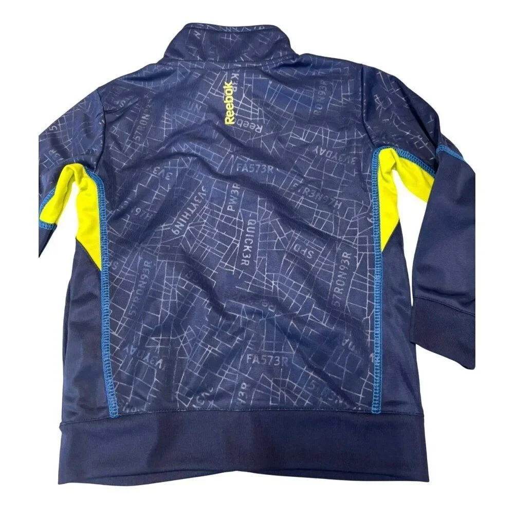 Reebok Kids Navy & Yellow Grid Tricot Jacket, Navy, 2T (jacket only)